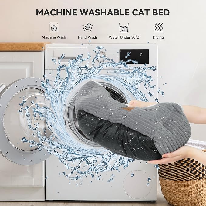 Zerbuger 20in Grey Rectangle Cat Dog Bed Machine Washable Sleeping Sofa | for Large Medium Small Pets Indoor Outdoor, Non-Slip Bottom Soft Puppy Bed Durable Orthopedic Calming Pet Cuddler