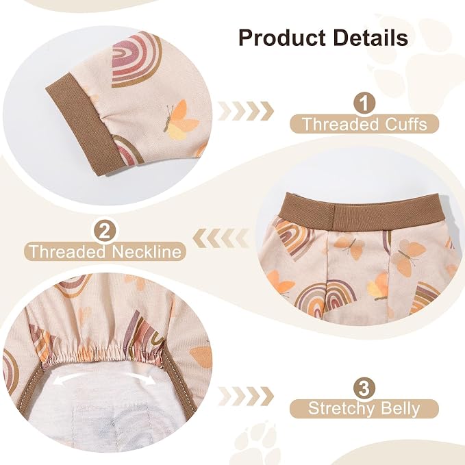 Bienbee Dog Pajamas, 4 Pack Adjustable Onesies for Small to Large Dogs XS | Dog Shedding Suit with Soft Fabric, Breathable & Stretchy, and Adjustable Back Length for Sleeping Lounging and Daily Use