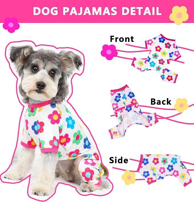 Dog Pajamas Spring Summer Dog Clothes for Small Medium Dogs Girl Boy Cute Soft Puppy Pjs Clothes Doggie Onesies Cat Pet Jammies Outfit (Rose,XL)