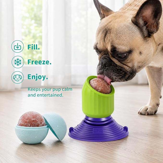 Freezable Dog Licking Toy Set with Suction Cup & Silicone Treat Mold