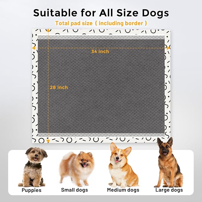 ZOMISIA Charcoal Puppy Pee Pads for Dogs Extra Large, 28"x34" 50 Counts + 1 Extra Health Monitoring Pad - XL Dog Potty Training Pads Disposable, Odor-Control, Super Absorbent & Leak-Proof