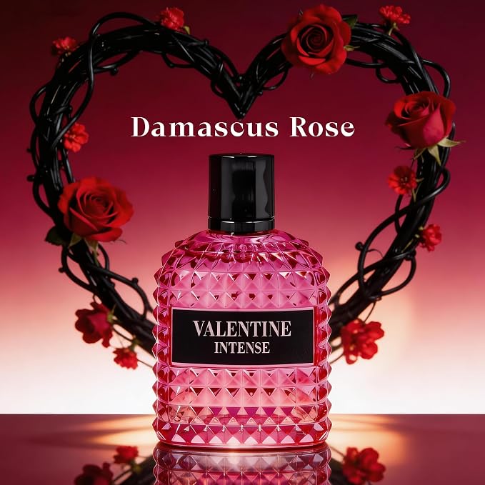 A CENTER Valentine Intense Women's EDP perfume| 3.4 Fl Oz Floral Gourmand Cologne | Rose Vanilla Woody Scent Gift for Her Long Lasting Cologne for Daily Use