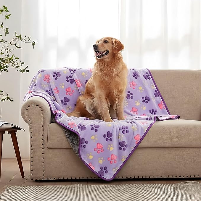 Dog Blankets for Medium Dogs, Cat, Premium Soft Dog Blankets for Small Dog | Washable, Puppy Blanket Dogs Essentials for Puppies (1, Purple, 41" x 30")