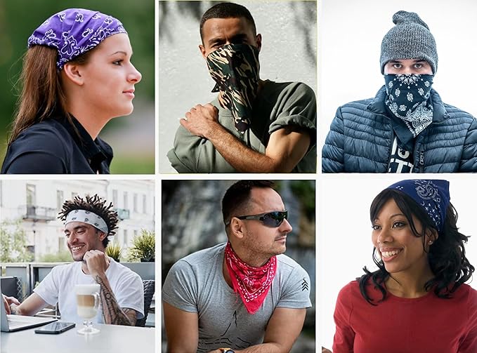 Gift Packaging Bandana for Men Women - 100% Cotton, Paisley, 22x22 In, 1 Pack - Large Bandanna Handkerchief Cowboy Hanky