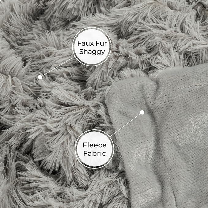 Decorative Extra Soft Fuzzy Faux Fur Throw Blanket 50" x 60",Solid Reversible Long Hair Shaggy Blanket,Fluffy Cozy Plush Comfy Microfiber Fleece Blankets for Couch Sofa Bedroom,Quiet Grey