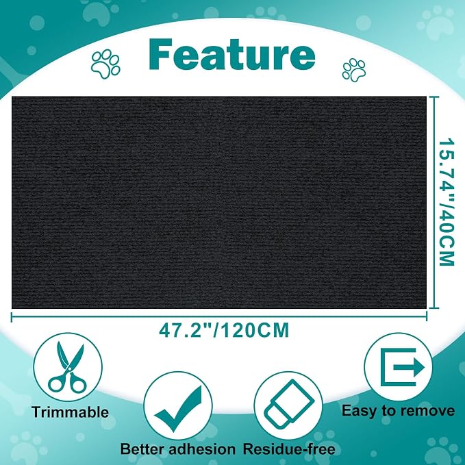 ENONCI 47.2x15.8 Cat Scratcher Mat, Self-Adhesive Wall Corner Cat Scratcher Pad