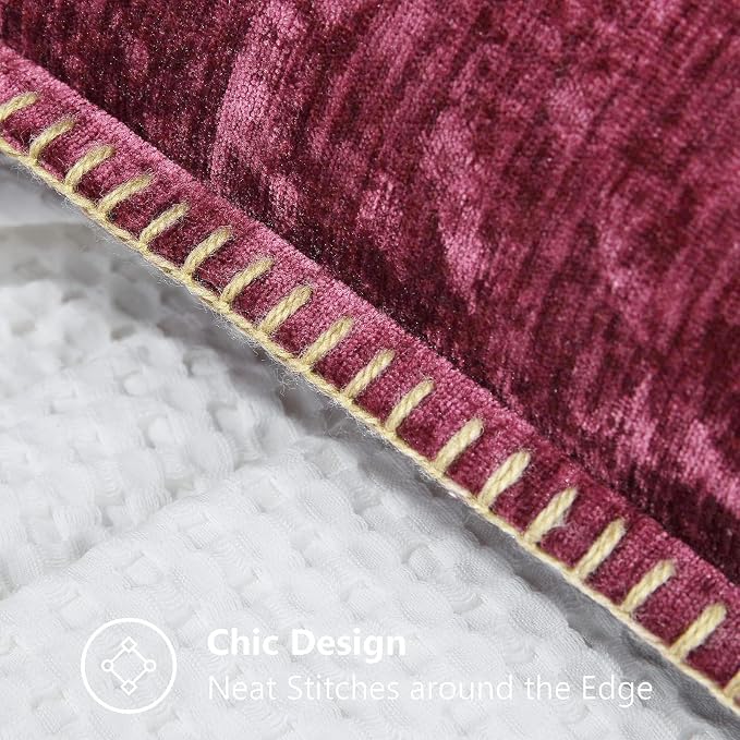 decorUhome Soft Chenille Throw Pillow Covers 24x24 Set of 2 Rhododendron | Fall Textured Decorative Throw Pillow Cases Stitched Edge Modern Farmhouse Luxury Boho Velvet for Couch Sofa Bed Home Decor