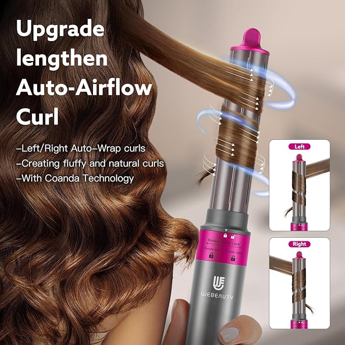 5 in 1 Hot Air Brush Hair Dryer Air Styler - 110,000 RPM Fast Drying, Curling, Straightening with Ceramic Coating & Negative Ion, No Heat Damage for All Hair Types, Includes Travel Case (Red)