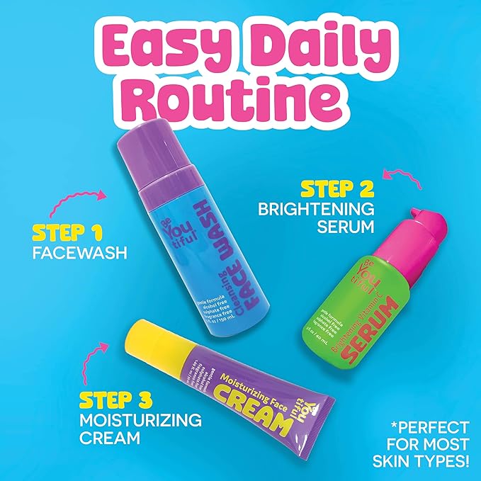 BeYOUtiful Cleansing Face Wash, Easter Gifts for Kids, Gentle Acne Face Wash, Preppy Skin Care for Teen Girls and Boys, Kids Facial Cleanser Ages 8-17, 5 fl oz, Easter Basket Stuffers