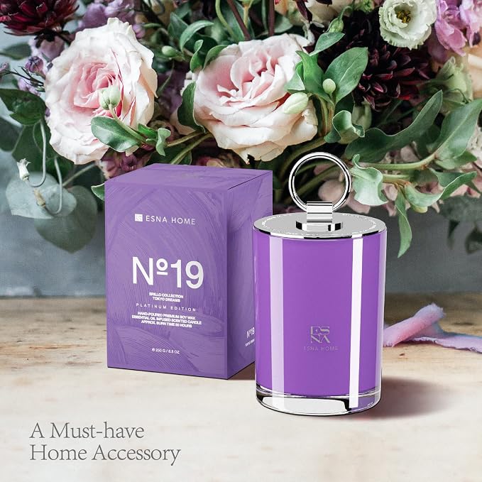 Luxury Highly Scented Soy Candle Natural Lavender Essential Oils Aromatherapy Candles for Relaxation Unique Gifts for Women Living Room Decor Holiday Gift for Mom Wedding Gift 8.8oz 50 Hours Long
