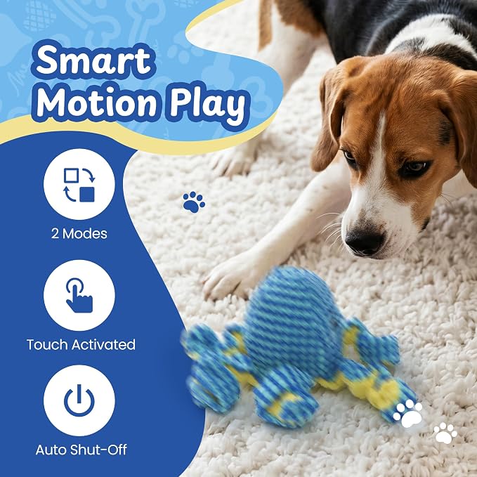 Interactive Dog Toy, Durable Bouncing Plush Octopus to Keep Dogs Busy