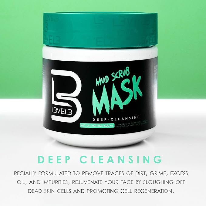 L3 Mud Facial Scrub - Reduces Acne - Gentle and Effective Exfoliation - Reduces Clogged Pores