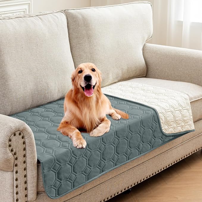 ZNSAYOTX Ultimate Cozy Blankets (30"x53") 100% Waterproof Sofa Mat Blanket for Dog Pets, Bed Couch Protector with Non-Slip Back Washable Durable, Pee Scratch Proof Easy to Clean (Dark Grey)