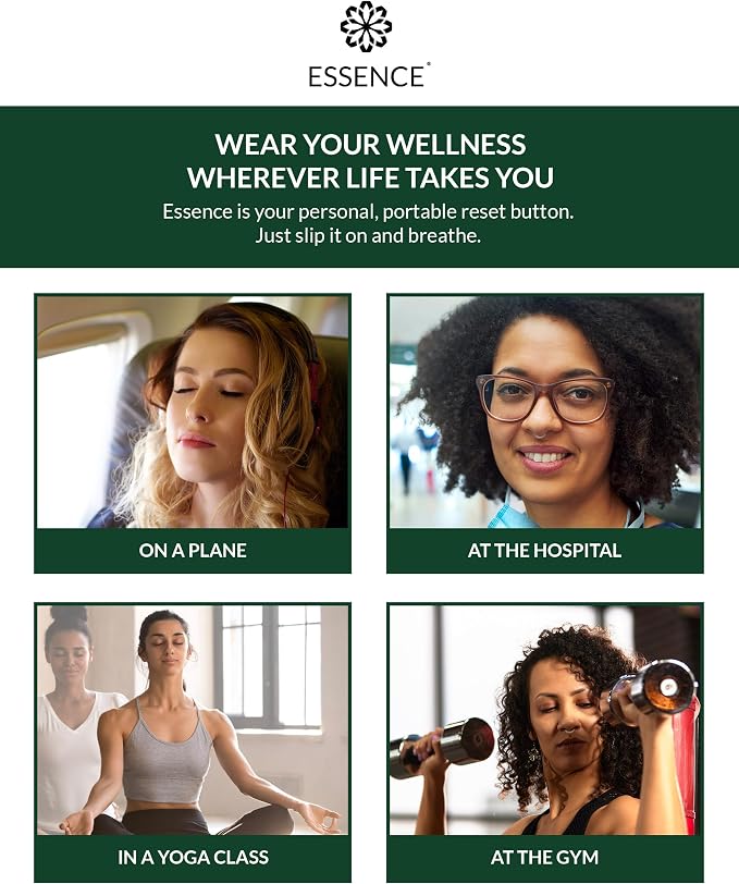 Essence Wearable Aromatherapy Nasal Diffuser – Eucalyptus Essential Oil Nose Ring Silicone Inhaler for Stress & Mood Support - Made in USA & Travel-Friendly (3 Pack)
