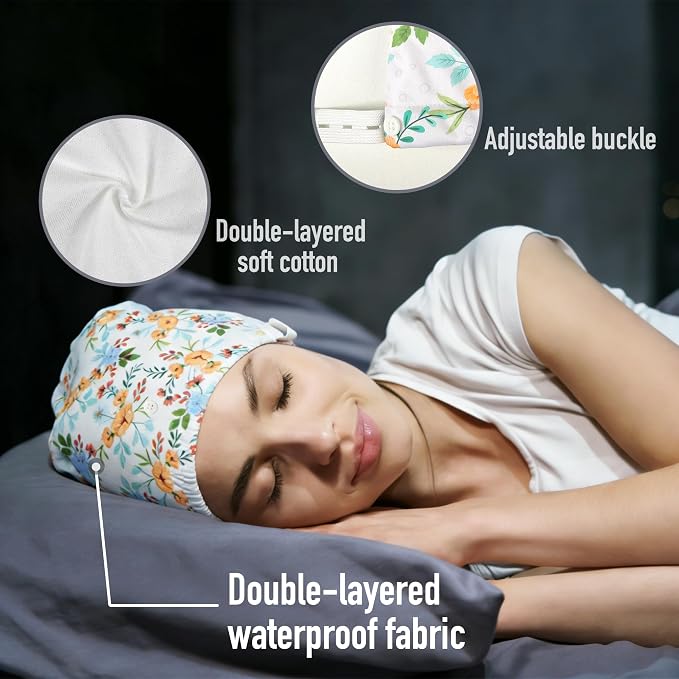 Castor Oil Pack Wrap for Head, Reusable Castor Oil Pack Wrap Organic Cotton for Women Sleeping，Castor Oil Pack Kit for Thinning, Balding, Dry and Damaged Hair M(Oil Not Included) M