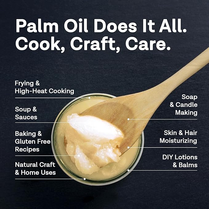 MD.LIFE PALM OIL - 32oz - Sustainable Food Grade Palm Oil for Cooking - Cold Pressed - Fatty Acids & Beta Carotene - Great for Soap Making Supplies, Cooking Oil, Creams and Lotions