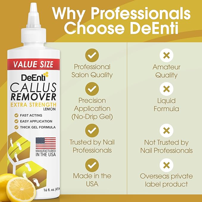 Callus Remover for Feet, Extra Strength Foot Callus Remover Gel, 16oz Salon Grade Home Pedicure Supplies for Dry Skin, Cracked Heel, Professional Strength Foot Care, Lemon
