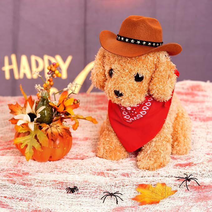 choyaxo Pet Cowboy Costume Halloween Costumes for Dogs Cat Cowboy Hat with Bandana Scarf (Medium)