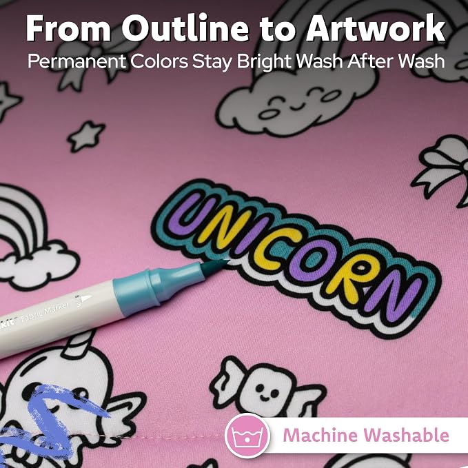 Craftikit Unicorn Coloring Blanket for Kids & Adults - 15 Markers | 40" x 60", Fabric Markers Included, Permanent Vibrant Sherpa Fleece Design, Ages 3+, Machine Washable, Gift Wrapped