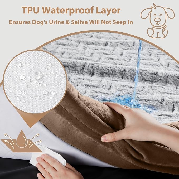 WNPETHOME Giant Dog Bed Orthopedic for Senior Dog Bed Comfy Sleeping | Washable Waterproof Dog Couch with Removable Cover, Large Pet Sofa Bed with Bolster Sides for Relaxing Brown 61x43 Inch