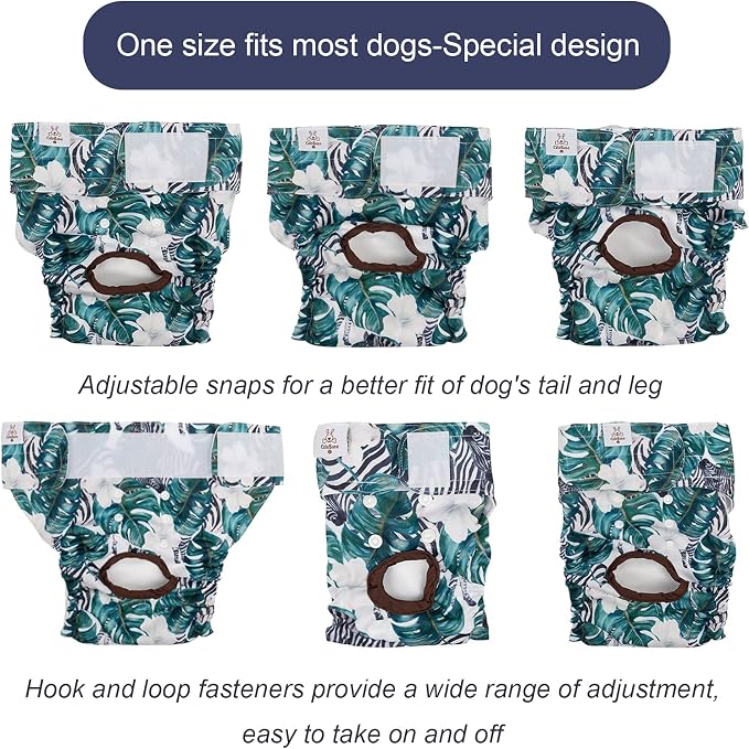 CuteBone Dog Diapers Female Washable Small Medium Large 3 Pack Reusable Doggie Diapers Puppy Period Pants for Doggy Heat Cycle Peeing