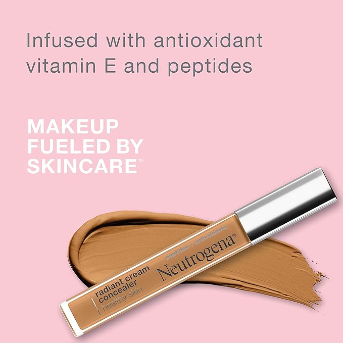 Neutrogena Healthy Skin Radiant Brightening Cream with Peptides & Vitamin E Antioxidant, Lightweight Perfecting Concealer Cream, Non-Comedogenic, Espresso Deep 03 with neutral undertones, 0.24 oz