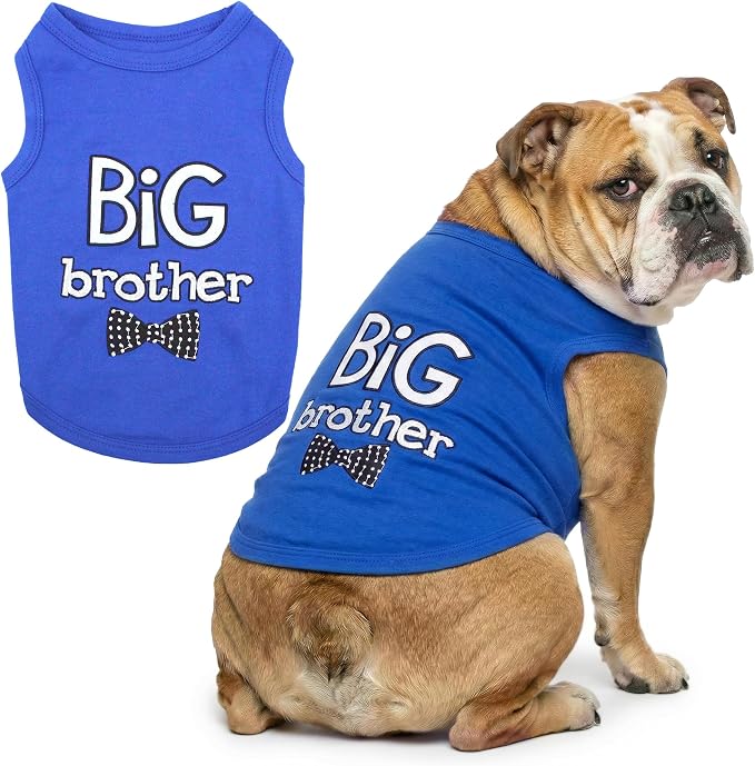 Parisian Pet Dog Shirt – 100% Cotton Shirts for Large Dogs – Blue Sleeveless Pet Clothes – Lightweight and Breathable Dog Apparel – Boy Big Brother Dogs Clothes - Stretchy Pet T Shirts