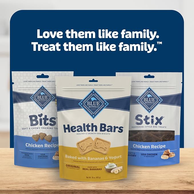 Blue Buffalo Health Bars Bananas & Yogurt Dog Biscuits, 16 oz | Oven-Baked, Crunchy Texture, For All Breed Sizes, No Corn, Wheat, or Soy