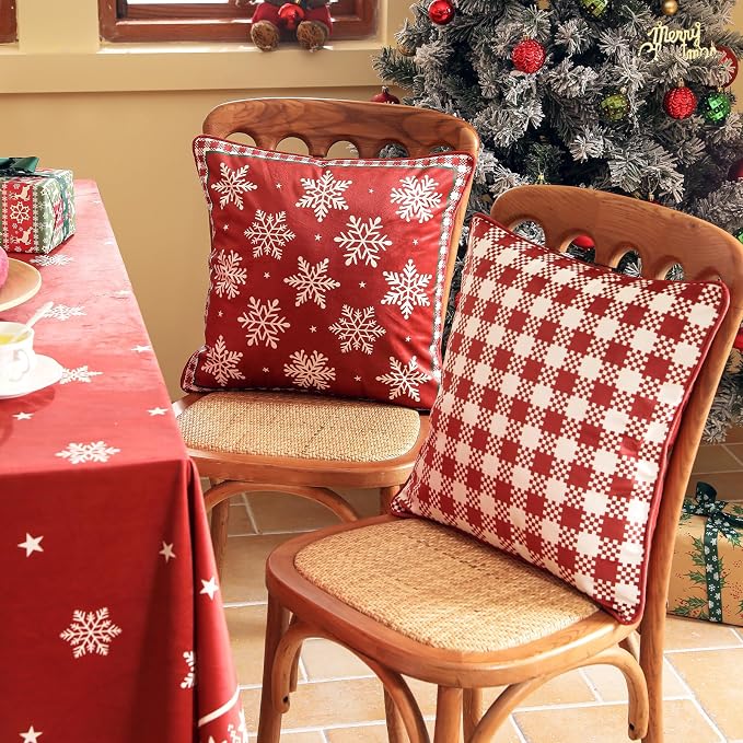 French Chrismas Velvet Throw Pillow Cover,Set of 4-Carol ABCF | Vintage Elegant Pillow Cover,Concealed Zipper Design,Pinecones Pattern,Sofas,Bedroom,Living Room,Lounge Chairs