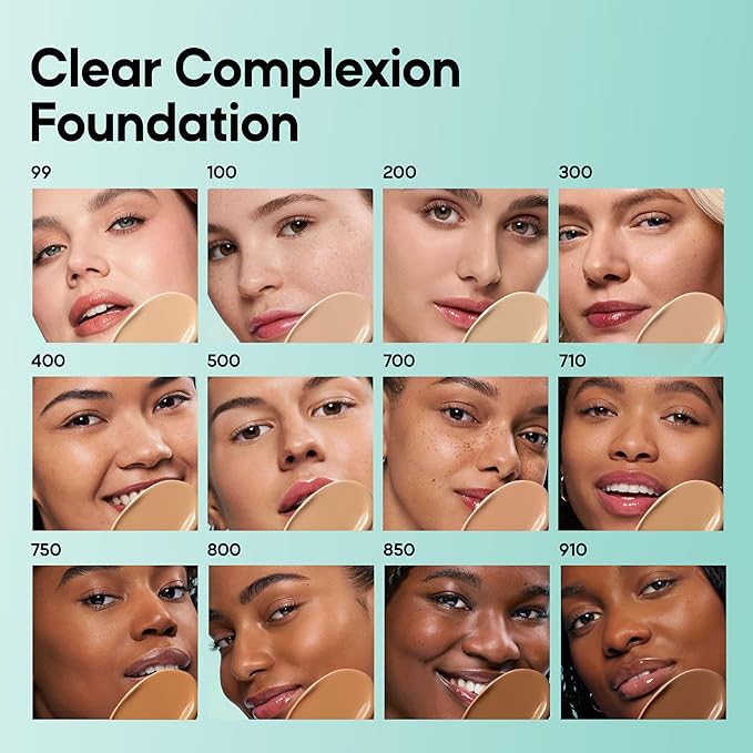 Almay Clear Complexion Foundation, Oil-Free Face Makeup for Acne-Prone Skin, Buildable Coverage, Soft-Matte Finish, Vegan, 800, 1 fl oz