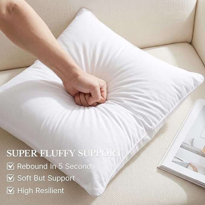 Leeden 30 x 30 Throw Pillow Inserts Set of 2, Fluffy Euro Pillows | Fluffy & Firm Down Alternative Euro Pillow Inserts with 100% Cotton Cover, Soft Square Pillow Forms for Couch & Living Room