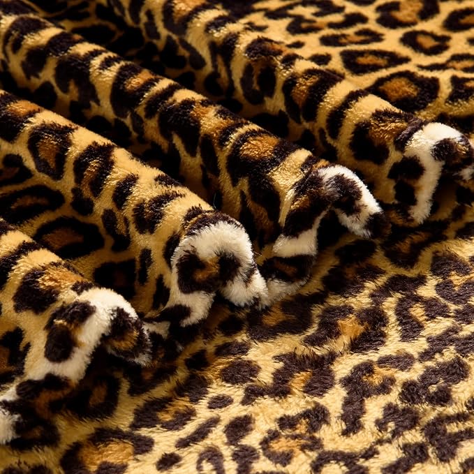 Bnuitland Leopard Print Fleece Flannel Throw Blanket for Bed Sofa Travel, 300 GSM Double Sided Super Soft Fuzzy Fluffy Cheetah Print Blanket for Adults and Kids, 50×60 inch