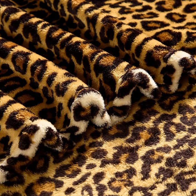 Bnuitland Leopard Print Fleece Flannel Throw Blanket for Bed Sofa Travel, 300 GSM Double Sided Super Soft Fuzzy Fluffy Cheetah Print Blanket for Adults and Kids, 50x70 inch