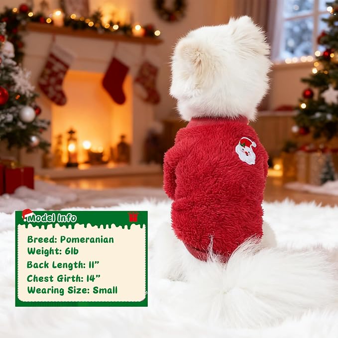 Dog Christmas Sweater for Small Dogs 1-3lbs Warm Fleece Cat Puppy Christmas Sweaters Dog Holiday Clothes for Dogs Like Chihuahua Yorkie Xmas Outfit 2 Pack (Xmas Red, Green, XXS)