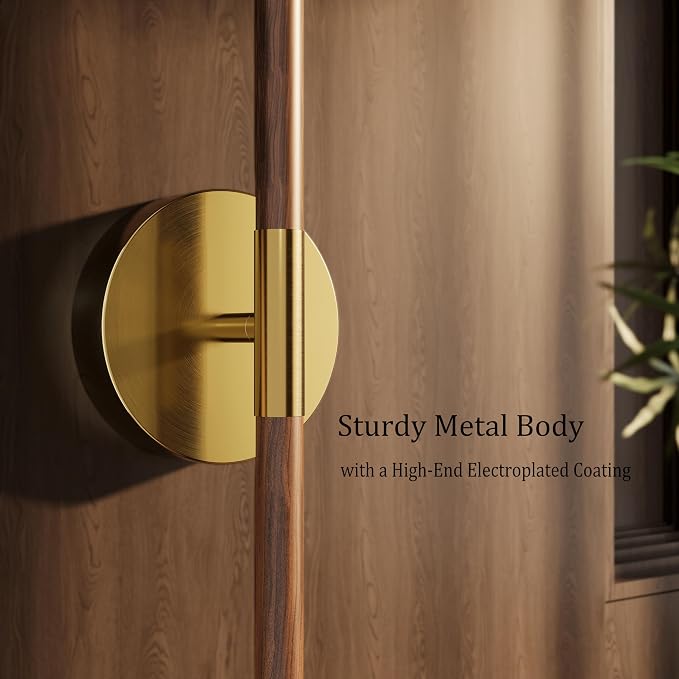 32" Battery Operated Wall Sconce Set of 2, 350° Rotating Lamp, Walnut Gold | Wireless, 8000mAh Rechargeable Battery, Stepless Dimming, 3000K-6000K, Remote & Touch Control, Timer, Living Room, Bedroom