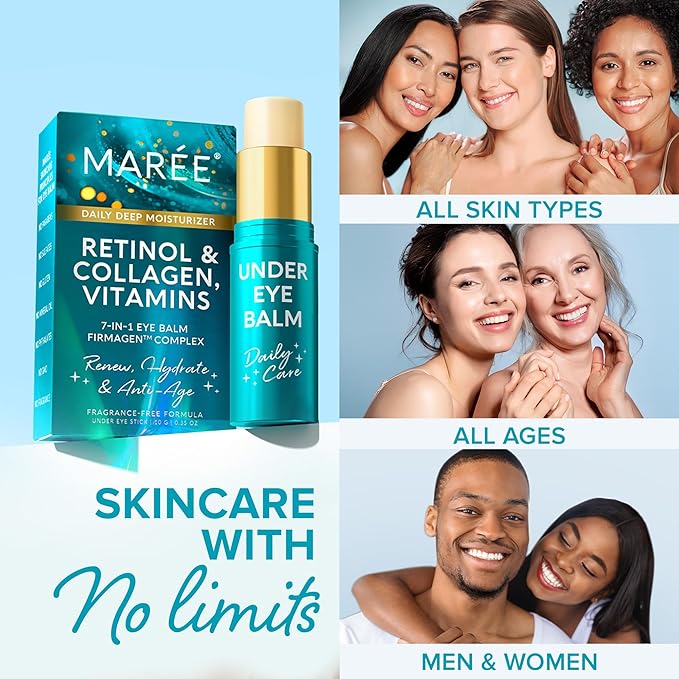 MAREE Under Eye Balm Stick with Retinol & Ceramide Complex 2 PACK - Facial Moisturizer for Dark Circles & Wrinkles - Under Eye Brightener Stick, Anti Wrinkle Hydrating Face Skincare