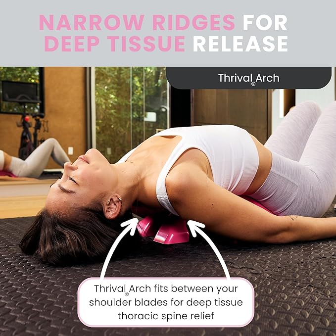 Thrival Arch Back Stretcher - Specialized Psoas Muscle Release Tool for Hip Flexor, Back, Glute, Iliacus, and Neck - Spine Decompressor, Trigger Point, and Myofascial Release – Pink