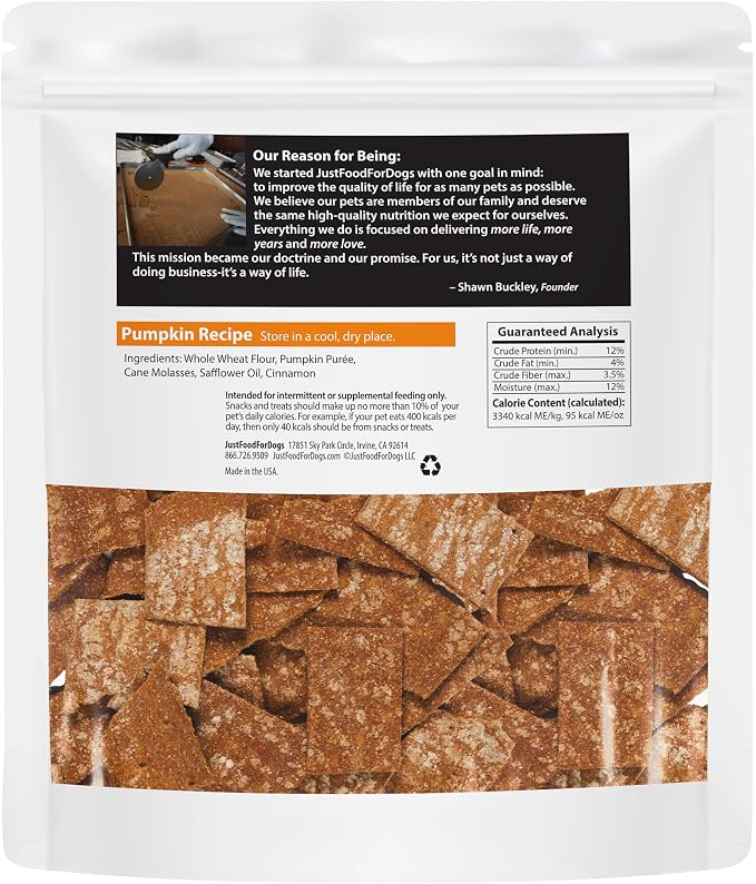 JustFoodForDogs Single Ingredient Healthy Dog Treats - Pumpkin, 5 Oz | Human Grade Pumpkin Treats for Dogs, Jerky Dog Snacks, Preservative & Grain Free, Rawhide Free Chews, Low Calorie Treat