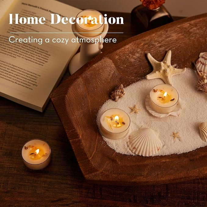 Ashlux 4-Hour Acrylic Lavender Soy Wax Scented Tea Lights, 8 Pack Bulk | 4-Hour Long Burning, Non-Paraffin, Smokeless, Tealight Candles for Weddings, Table Centerpieces, Home Decor & Christmas