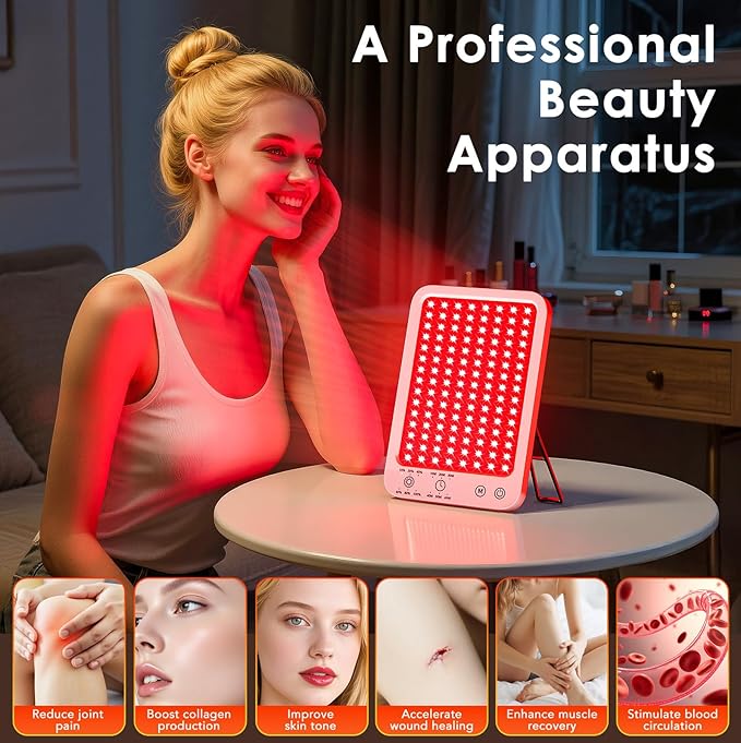 Red Light Therapy for Face Light Therapy Lamp Infrared Light Therapy with 660nm & 850nm Near Infrared LED Red Light Therapy Panel Touch Control 6 Levels of Brightness 3 Modes