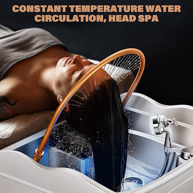 Freshlyy Relaxation Head Spa Equipment with 60L Water Tank, Steam,Warm Steam and Hair Wash Sink for Scalp Care (White)