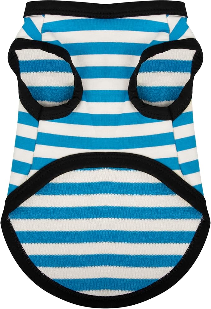 Dog Striped Shirt Happy Color Cotton Sleeveless Puppy Shirts Breathable Pet Apparel Tank Top Colorful Puppy Sweatshirt Clothes for Small Medium Dogs Blue S