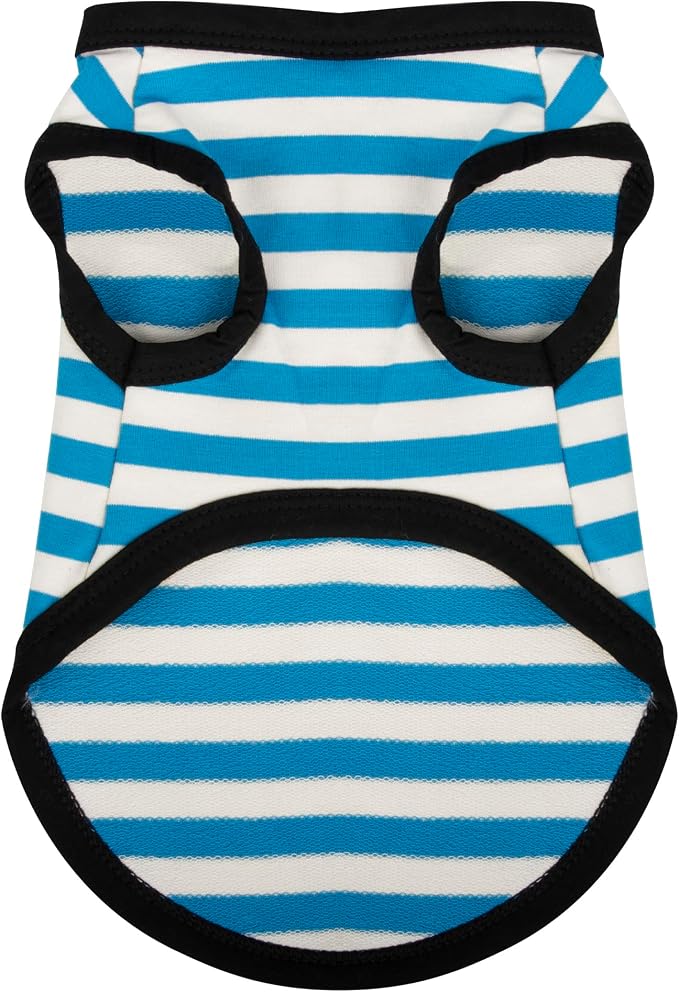 Dog Striped Shirt Happy Color Cotton Sleeveless Puppy Shirts Breathable Pet Apparel Tank Top Colorful Puppy Sweatshirt Clothes for Small Medium Dogs Blue L