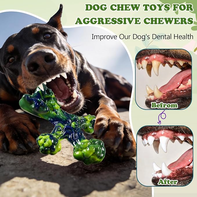 2Pack TreeBone Indestructible Dog Chew Toys for Aggressive Chewers