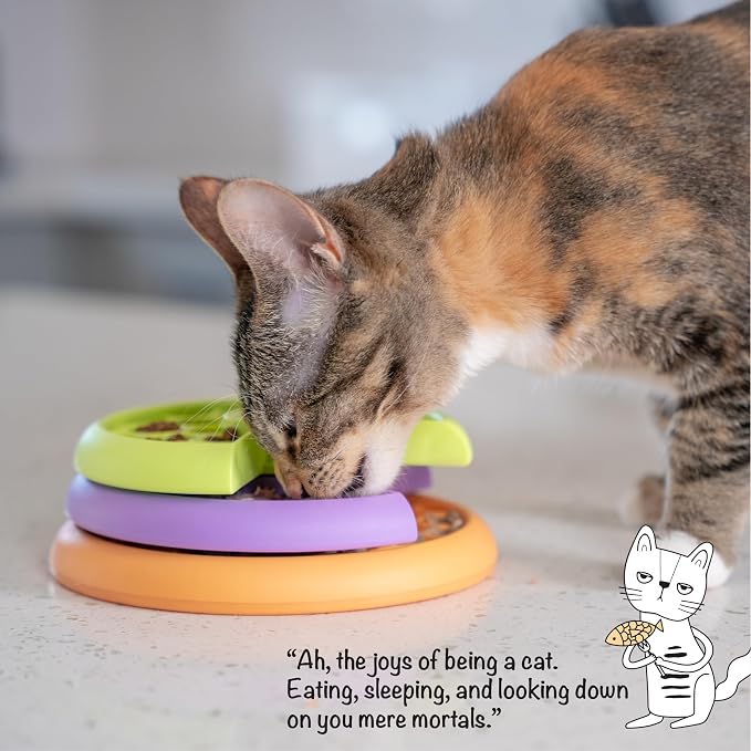 Catstages Nina Ottosson Kitty Lickin' Layers Cat Toy Treat Puzzle, 6.6" | Level 2 Intermediate, 3 Layers, 70+ Treat Compartments, Dry or Wet Food, Slow Feeder, Enrichment, Indoor Cats & Kittens