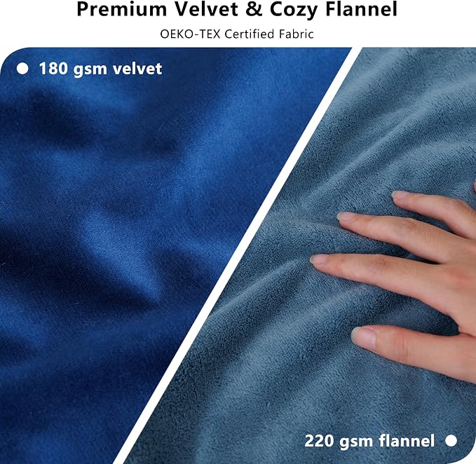 Waterproof Blanket - Reversible Dog Throw as Furniture Protector | Soft Velvet & Flannel, TPU Leak-Proof Liner, Machine Washable, Fits Couch and Bed, 52" x 82", Navyblue/Stoneblue