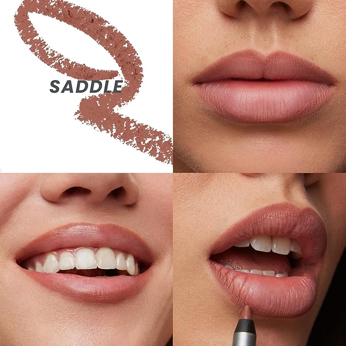 Wonderskin Lipliner Pencil - 360 Contour Lipliner, Long Lasting, Sharpenable, Waterproof and Transfer-Proof Brown Lip Liner Pencil (Saddle)