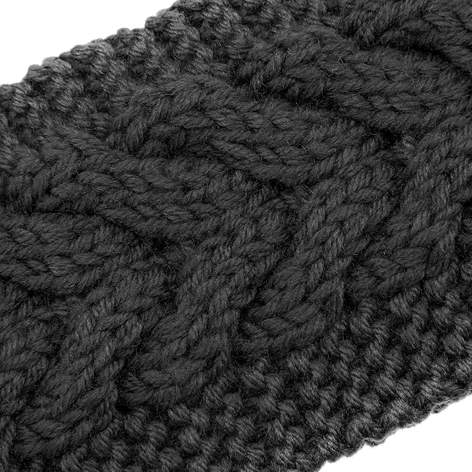 4 Pieces Winter Ear Warmers Headbands Women Warm Knitted Headband Braided Crochet Head Wraps for Girl (Khaki, Dark Grey, Beige, Black)