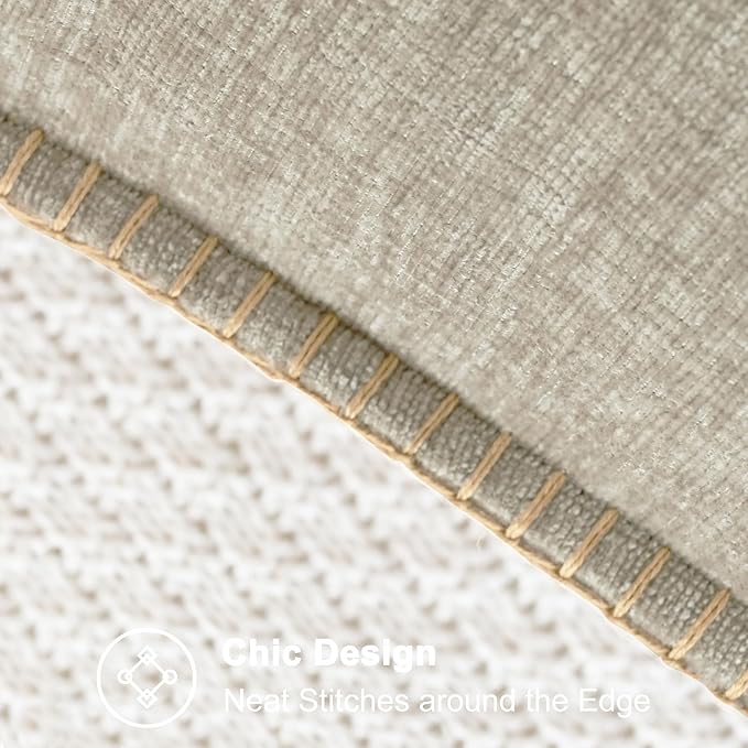 CaliTime Decorative Couch Throw Pillow Covers 26 X 26 Inches Light Taupe | Pack of 2, Cozy Chenille Cushion Cases, Cotton Thread Stitching Edges, for Sofa Bed Living Room Farmhouse
