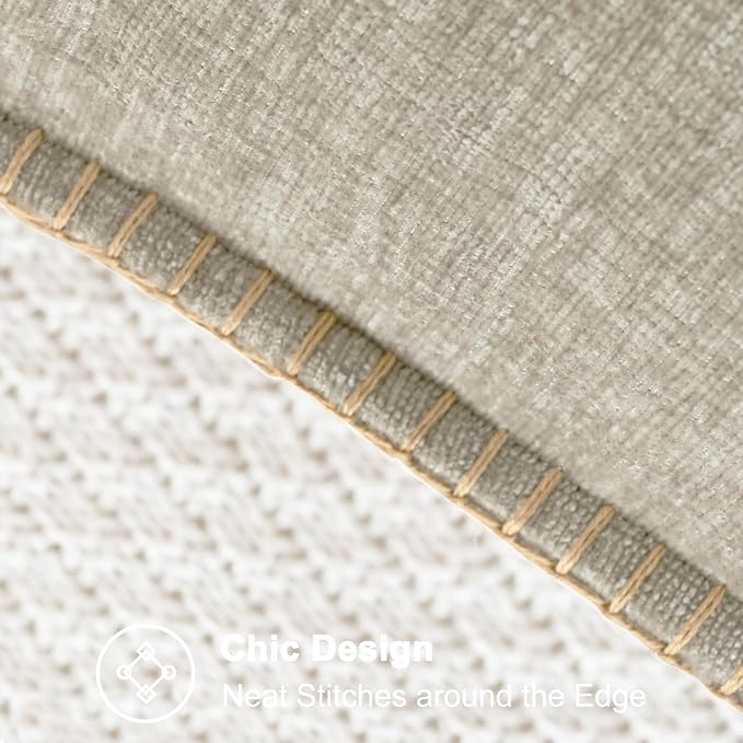 CaliTime Decorative Couch Throw Pillow Covers 18 X 18 Inches Light Taupe | Pack of 2, Cozy Chenille Cushion Cases, Cotton Thread Stitching Edges, for Sofa Bed Living Room Farmhouse